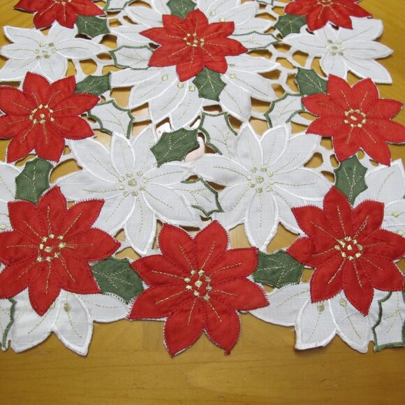St. Nicholas Square*Cutout Poinsettia Tablerunner - Picture 3 of 4